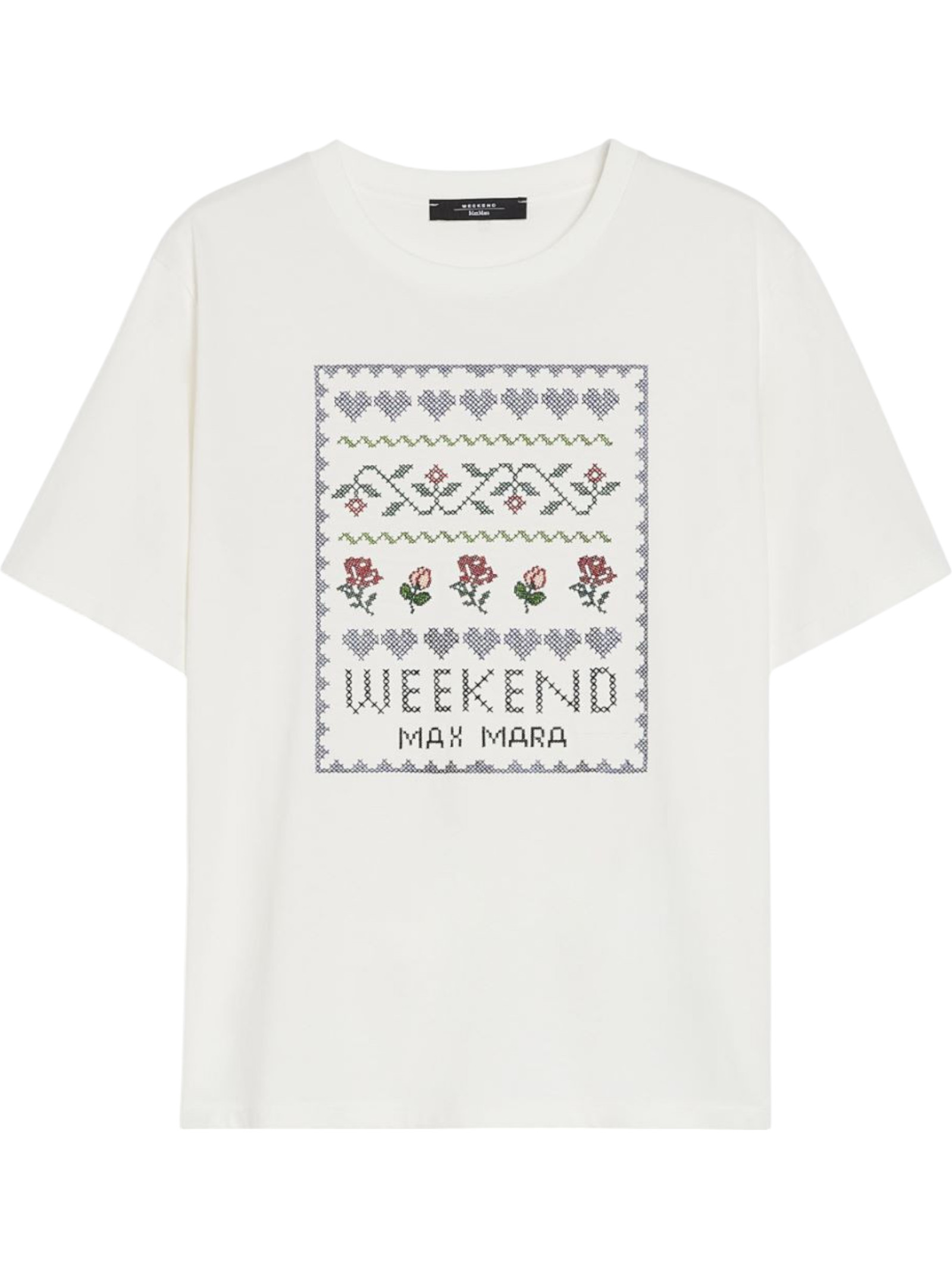 MAX MARA★W'S PORTICI T-SHIRT - PORTICI 013 113685 Max Mara Park Cotton Jersey Monogram T-Shirt in White